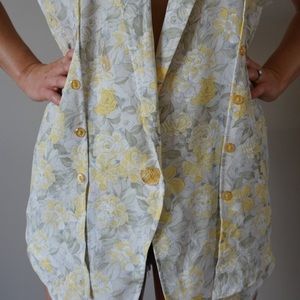 Vintage 80s Japanese Kimono Vest Blouse Size 13